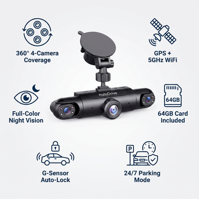 HaloDrive™ 4 Camera Wireless DashCam
