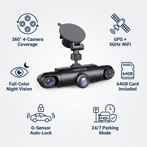 HaloDrive™ 4 Camera Wireless DashCam