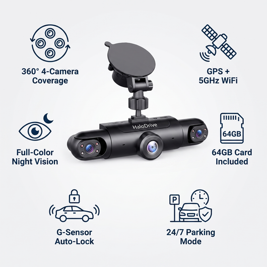 HaloDrive™ 4 Camera Wireless DashCam